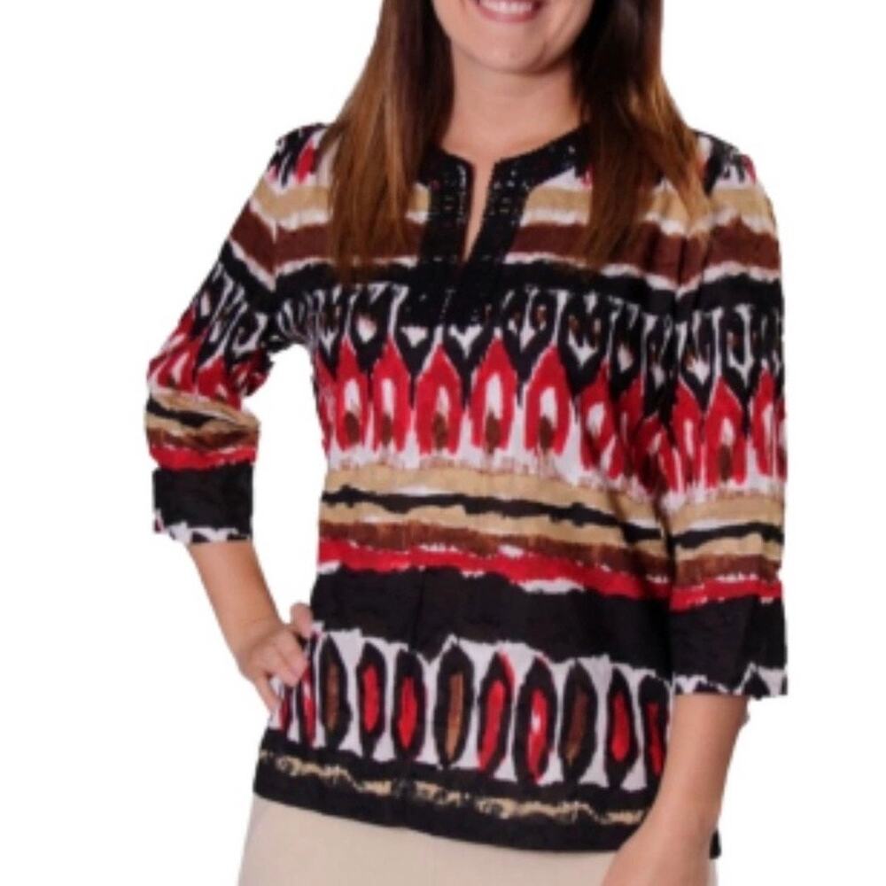 Crochet Lace Beachy Lightweight Tunic Top 16 P VNeck Cotton Summer Alfred Duner